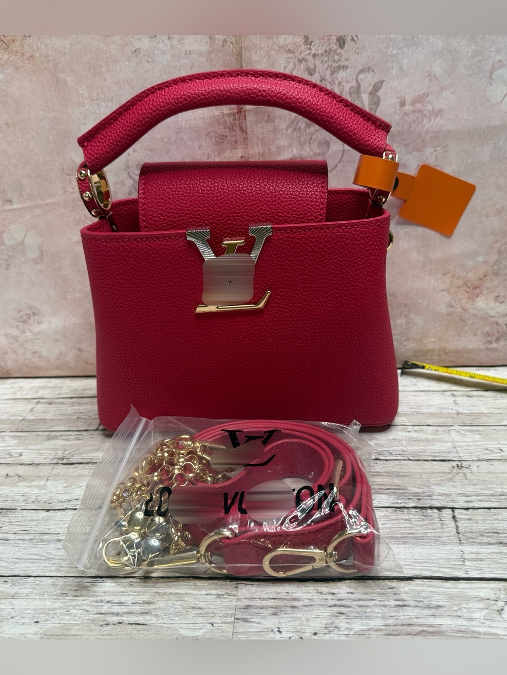 Fashion monogram emblem handbag